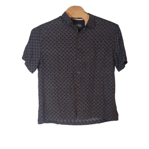 Nat Nast Button Front Shirt Size XL Short‎ Sleeve Silk Blend Blue - Picture 2 of 6